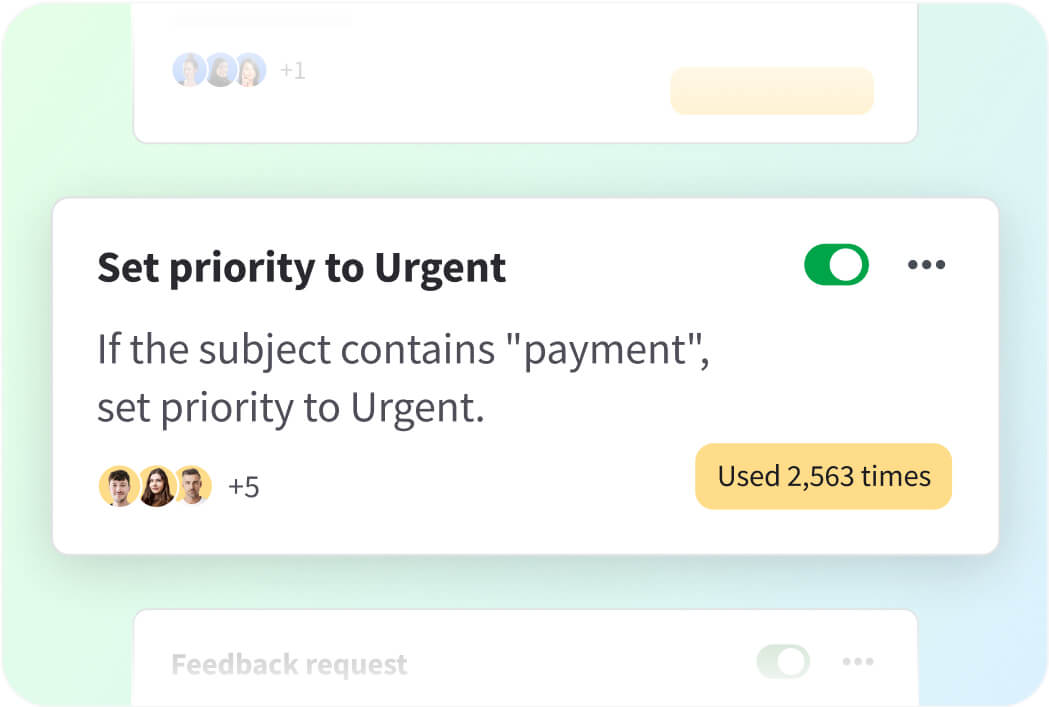 View of automations in HelpDesk app