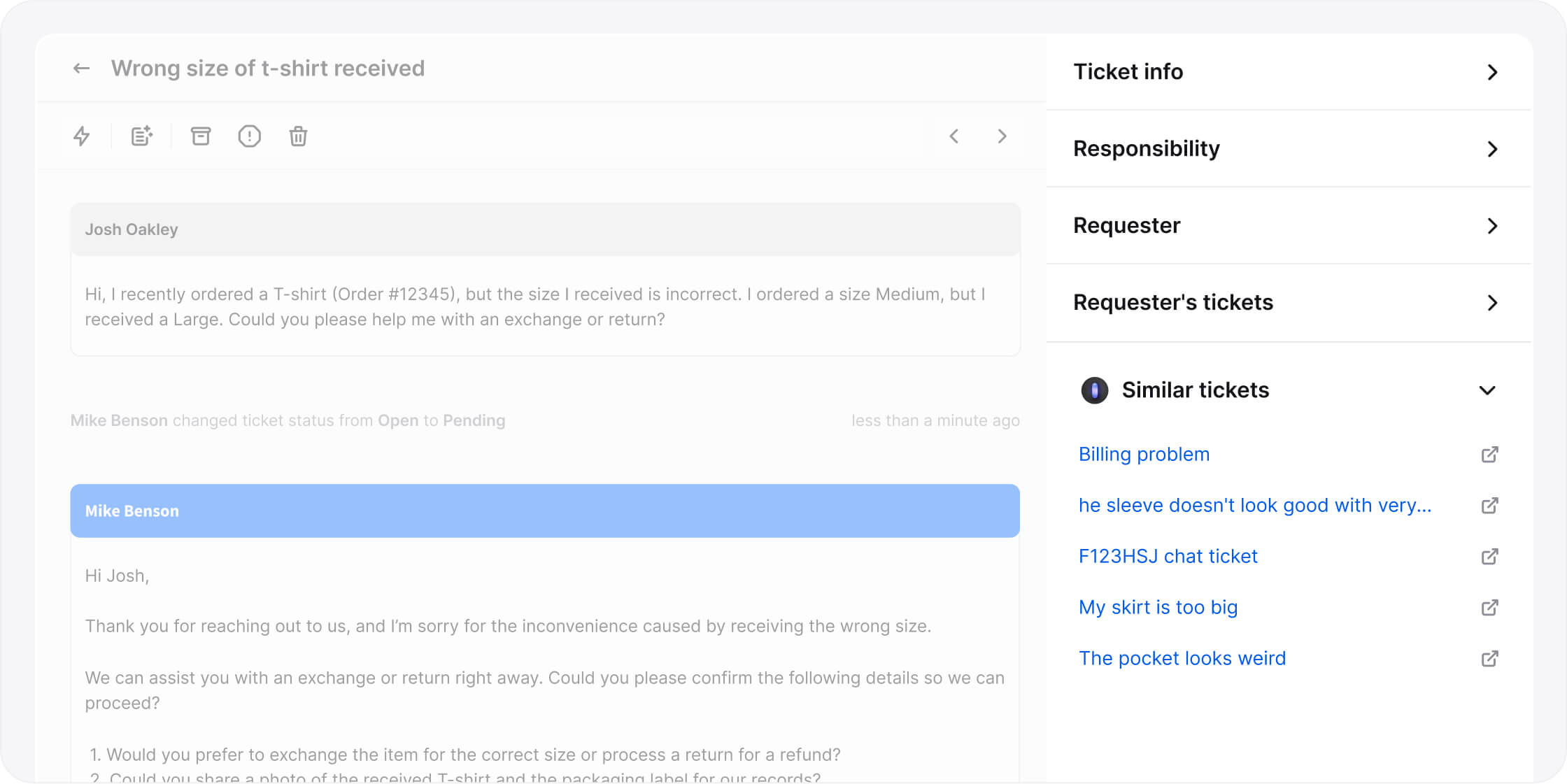 Similar tickets in HelpDesk app