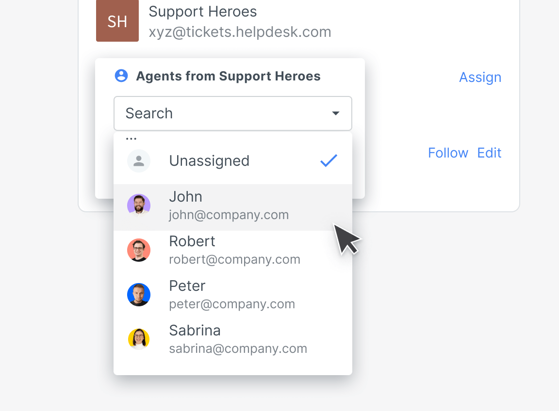 Assigning an agent to a ticket