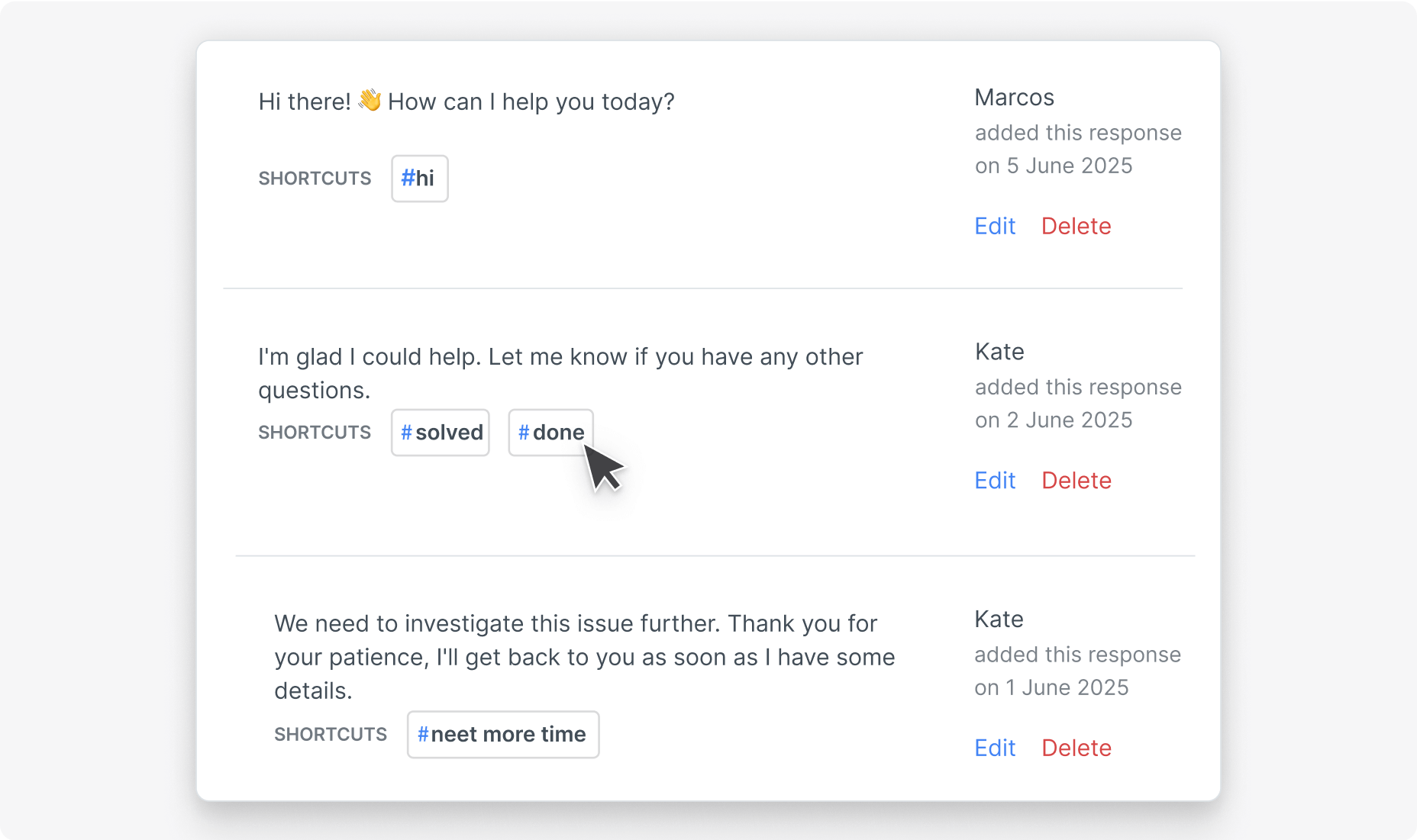 Canned responses in HelpDesk app