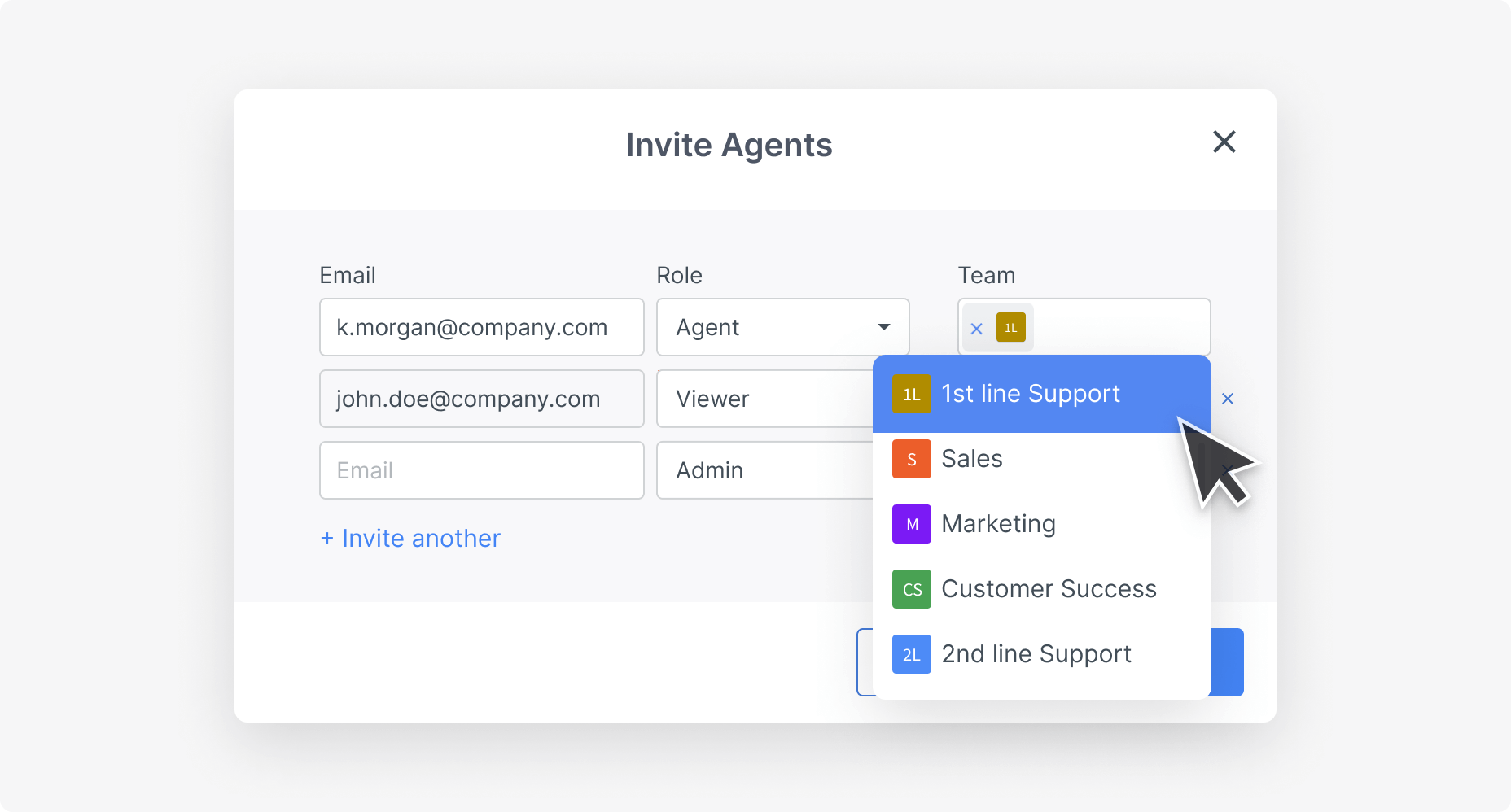 Inviting agents in HelpDesk app