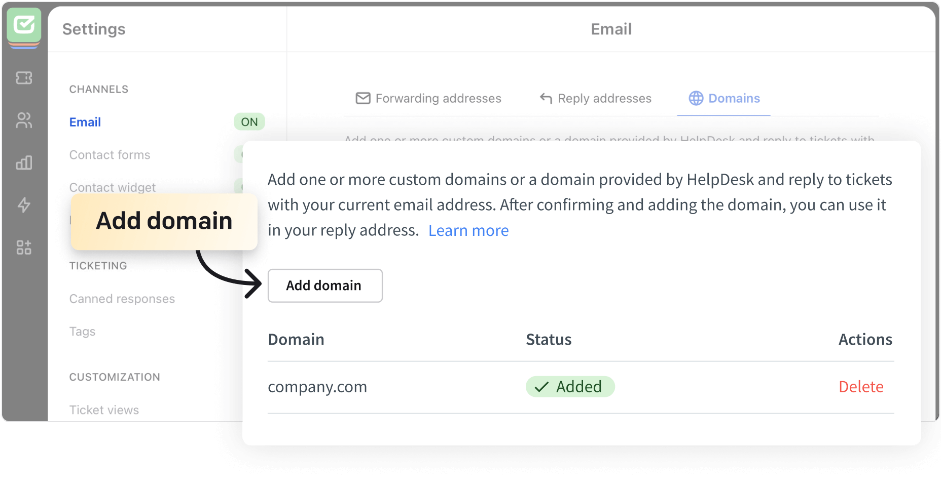Setting up domain in HelpDesk
