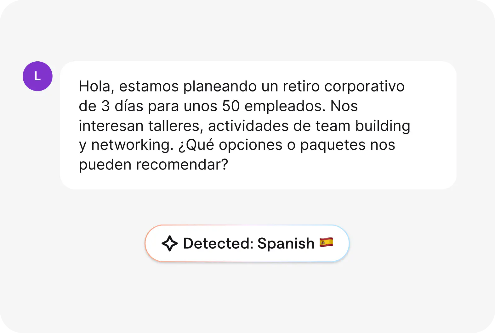 AI HelpDesk: AI language detection view