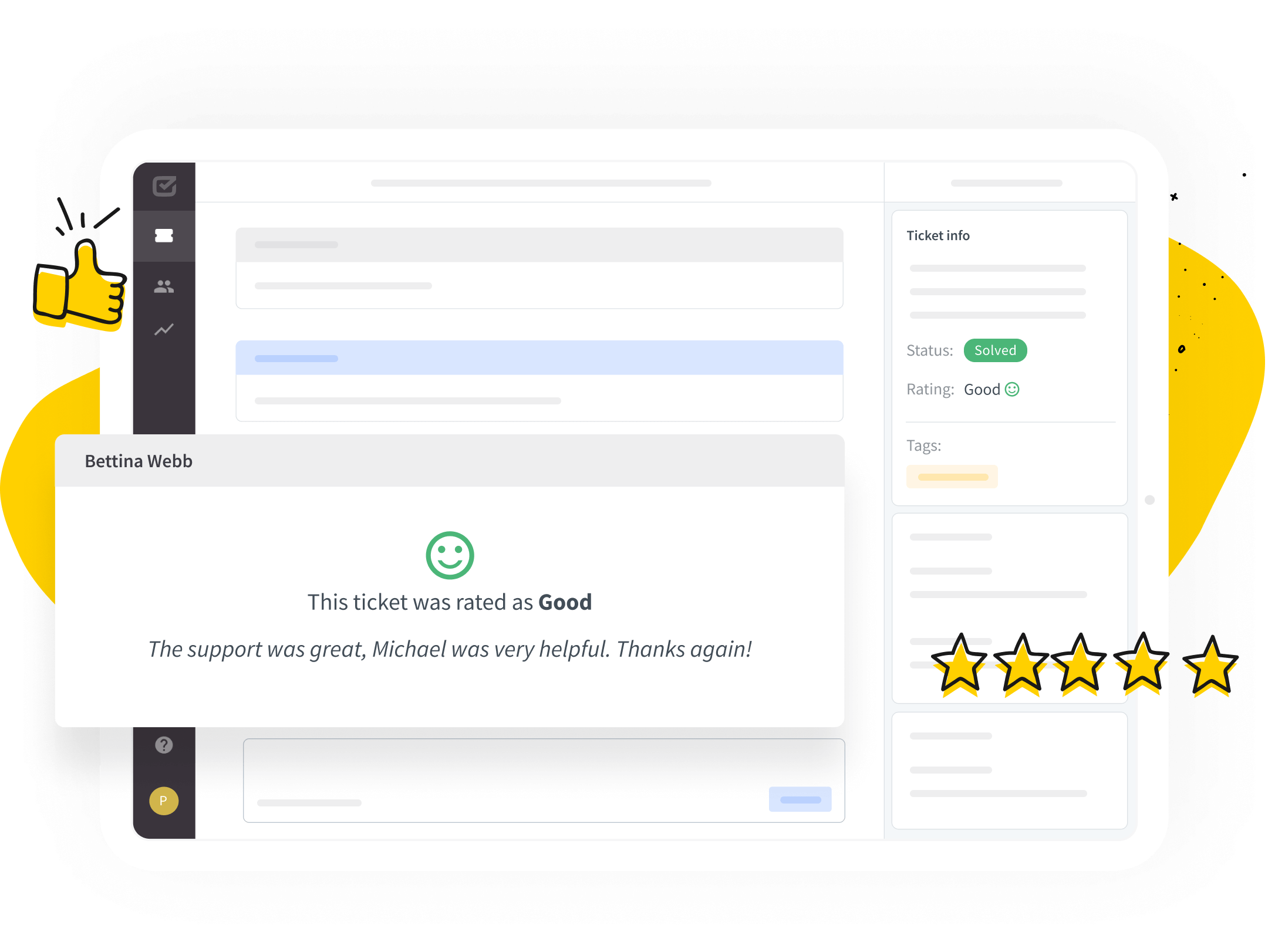HelpDesk app: screenshot with ticket rating