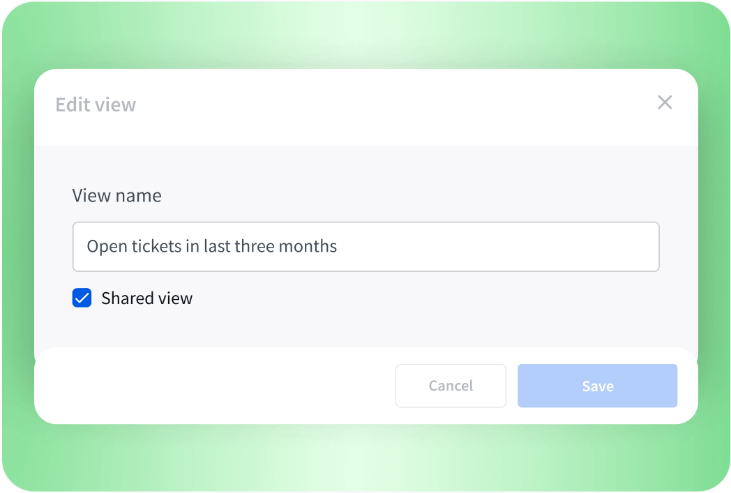 Shared views in the HelpDesk ticket management system