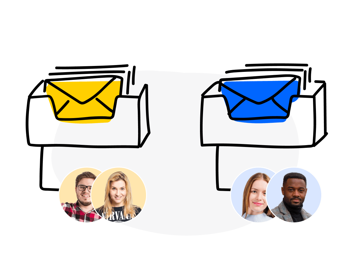 Two inboxes and different agents assigned to these inboxes.